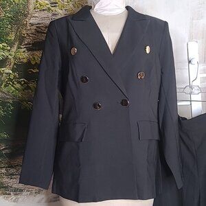 New with tag! Agnes Orinda Women 1X sharp black business suit jacket gold accent